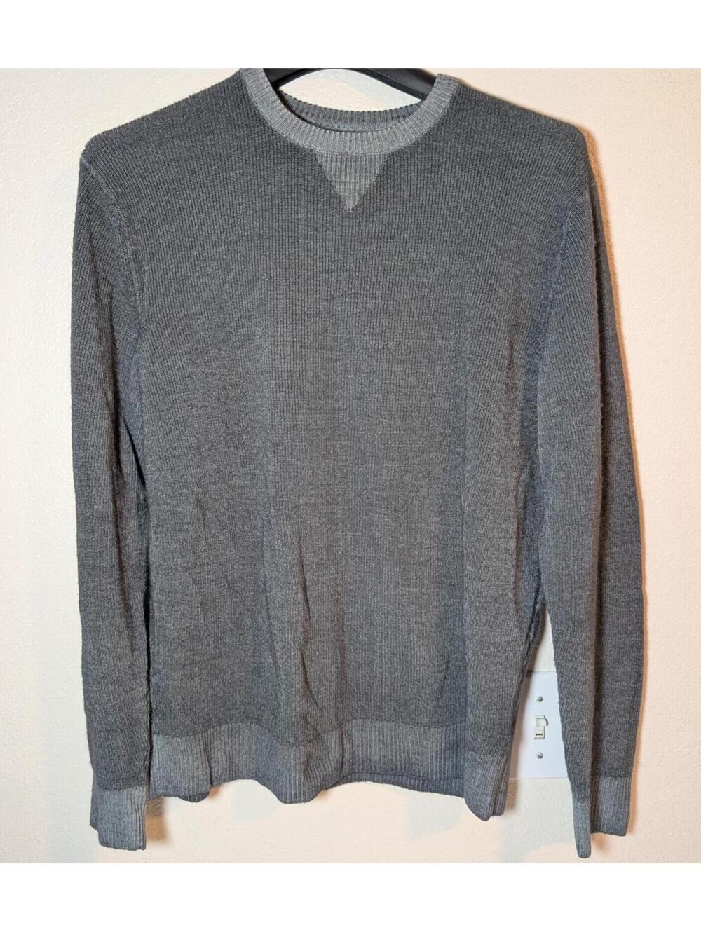 Johnnie-O Burgess Men's Dyed Merino Wool Crewneck Grey Sweater Size Medium